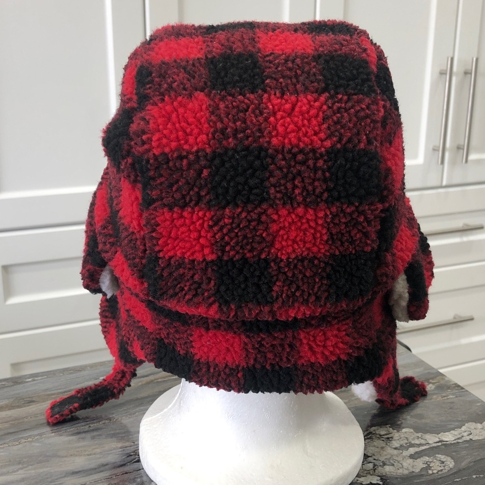 Kids Red Plaid Sherpa-Lined Trapper Hat - Picture 8 of 15